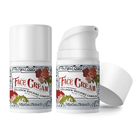 LilyAna Naturals Face Moisturizer - Made in USA, Best Slugging Face Cream, Face Cream for Women AND Men, Helps With Dry Skin and Dark Spot Brightening, Rose and Pomegranate Extracts - 1.7oz - 2 Pack