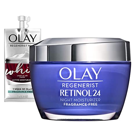 Olay Regenerist Retinol Moisturizer, Retinol 24 Night Face Cream, 1.7oz + Whip Face Moisturizer Travel/Trial Size Bundle