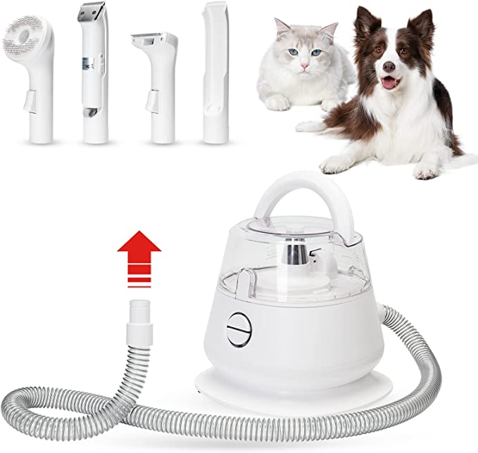 Goawuao Dog Grooming Kit, Dog Hair Vacuum Supplies, Pet Cat Grooming Vaccuum with Brush Clipper Deshedding Cleaning Brush, Professional Pet Salon
