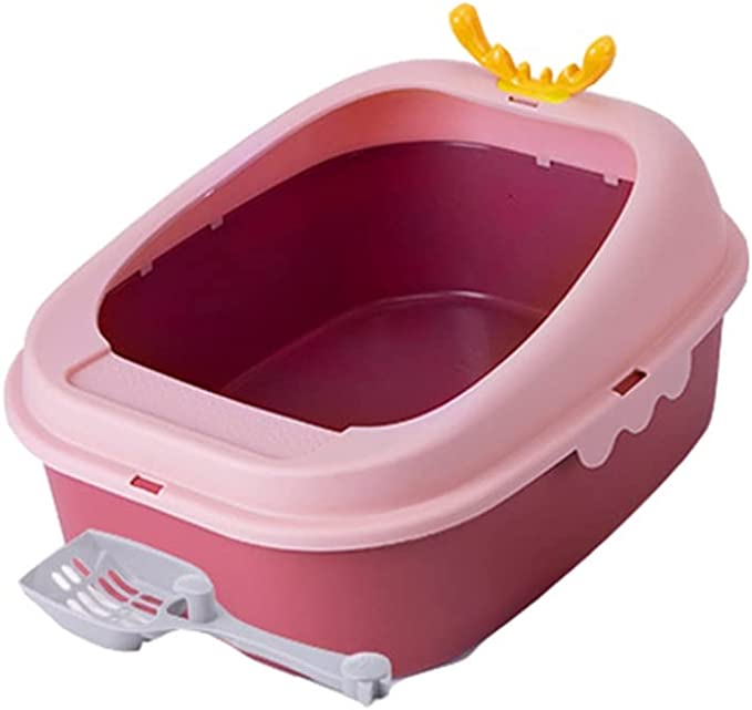 n/a Large Capacity Cats Litter Box Semi-Closed Sand Box for Cats Pet Toilet Cats Tray Cleaning Bath Basin Supplies (Color : Black-JoJo's Bizarre Adventure1, Size : 43X23.5X35CM)