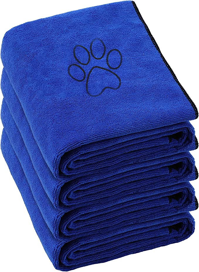 Chumia 4 Pack Dog Towel Quick Drying Dog Grooming Towel Extra Soft Absorbent Microfiber Dog Bath Towel Pet Towel for Large Dogs Cats Pet Bathing Supplies, 30 x 50 Inch