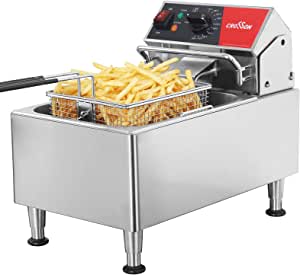 CROSSON ETL Listed 13Lbs Electric Countertop Deep Fryer with Easy-assembling Solid Basket ,Removeable Oil Container for Restaurant Home Use-120V,1800W Commercial Deep Fryer