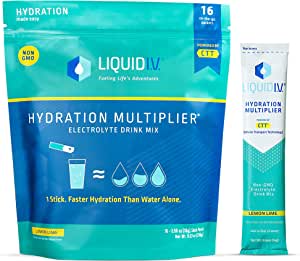 Liquid I.V. Hydration Multiplier - Lemon Lime - Hydration Powder Packets | Electrolyte Drink Mix | Easy Open Single-Serving Stick | Non-GMO | 16 Stick