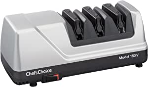 Chef'sChoice EdgeSelect Professional Electric Knife Straight and Serrated Knives Diamond Abrasives Patented Sharpening System, 3-Stage, Metallic