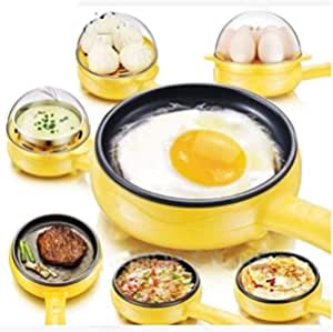 Raxinbang egg boiler Multifunction household mini egg omelette Pancakes Electric Fried Steak Frying Pan Non-Stick Boiled eggs boiler steamer Shut Off (Color : Yellow, Size : A) (Color : A|Yellow)