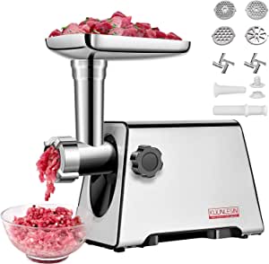 Meat Grinder, Electric Meat Grinder,Meat Grinder Electric, 350W[2800W Max], Sausage Maker, Meat Mincer, Meat Sausage Machine, 4 Sizes Plates,Sausage & Kubbe Kit for Home Kitchen & Commercial Using.