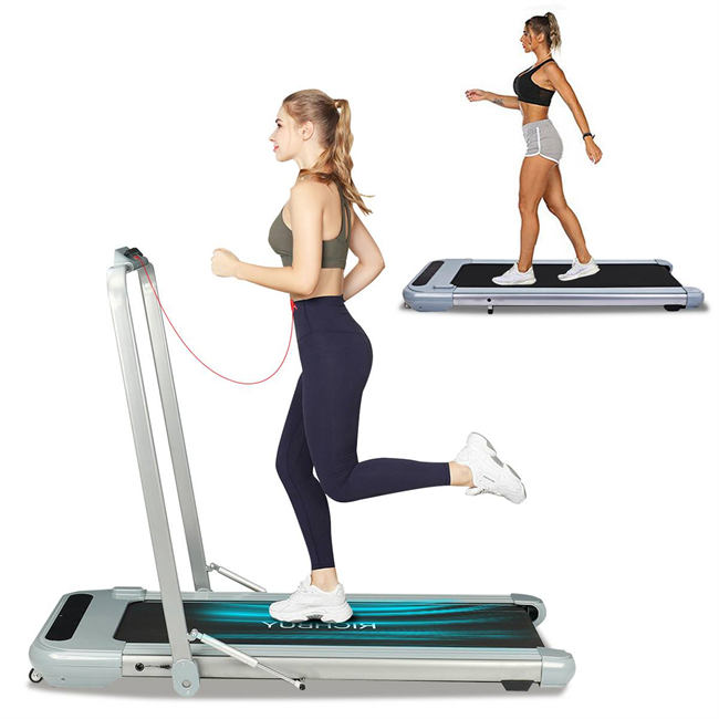 2 in 1 6km/h Electric Treadmill Remote Control Motorized Folding Running Machine Walking Pad Fitness Equipment For Home Office